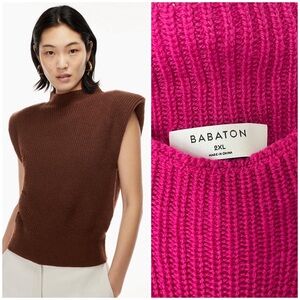 EUC Aritzia Babaton Hazlitt Sweater Vest Merino Wool Deep Magenta Pink 2XL